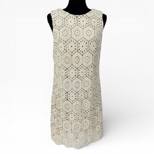 NWT Alice + Olivia Clyde crochet shift dress WOMENS Cream Color Size 10